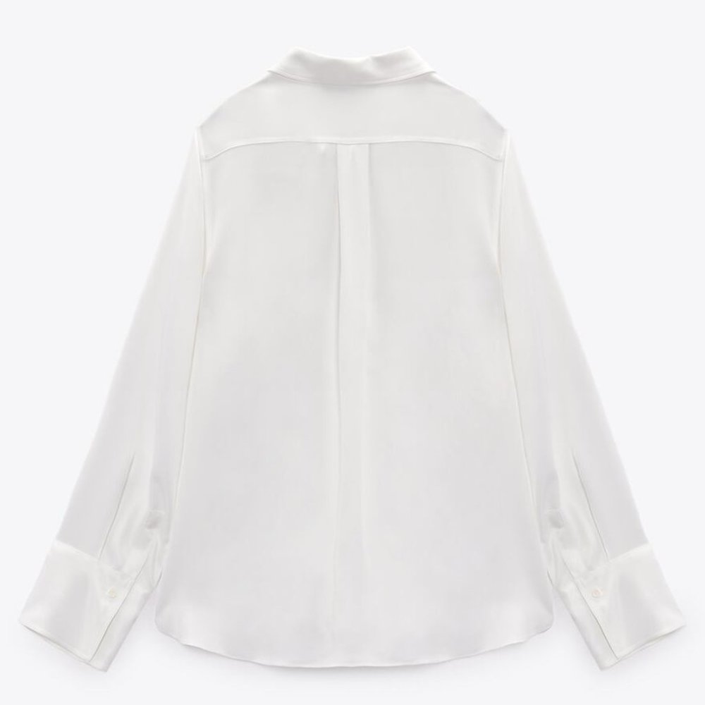 Zara Ecru Satin Blouse 2622/966 - Picture 6 of 6